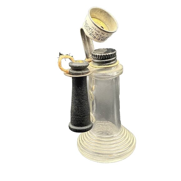 Vtg Candlestick Telephone Glass Candy Container TH Stough Co Jeanette PA LOOK - Picture 1 of 16